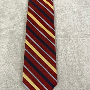 Brooks Brothers Makers Silk Stripe Repp Tie Burgundy Navy Gold Made in USA